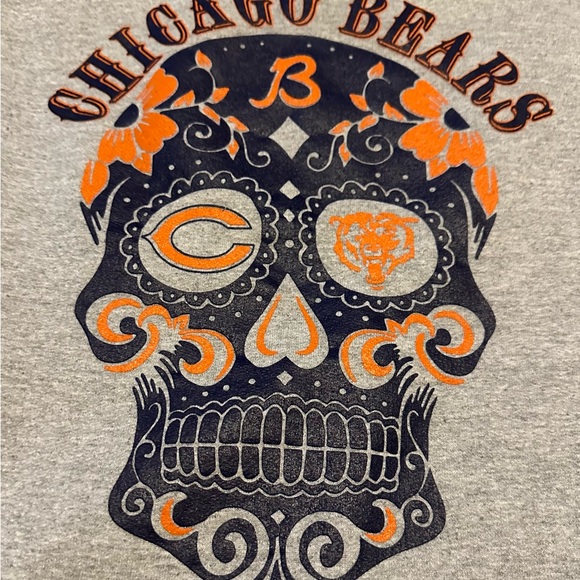 Chicago Bears Sugar Skull Gray Crewneck Sweatshirt Sz 2XL Very HTF - Picture 2 of 8